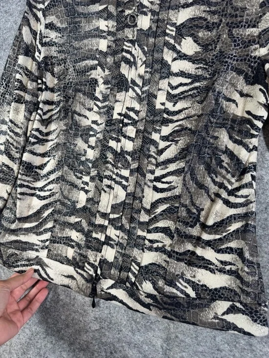 Vintage Joseph Ribkoff Animal Print Zip Up Cardigan Size 10 Maximalist Eclectic - Picture 6 of 16